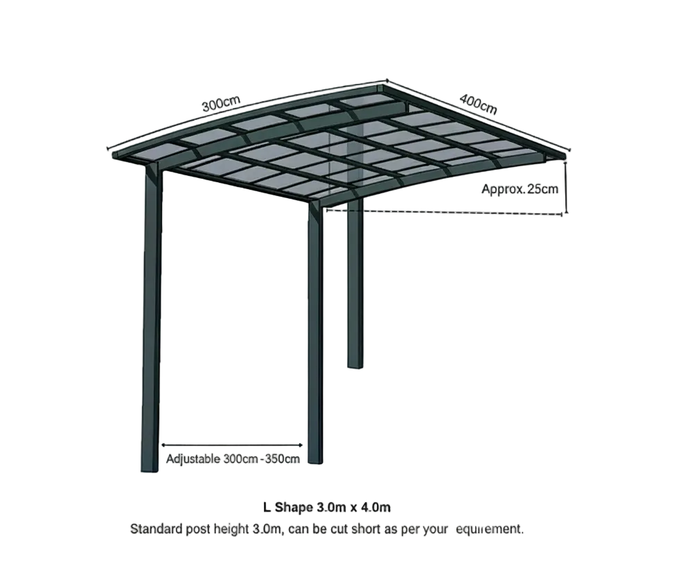 L Shape Cantilever Carport Kit - WHITE