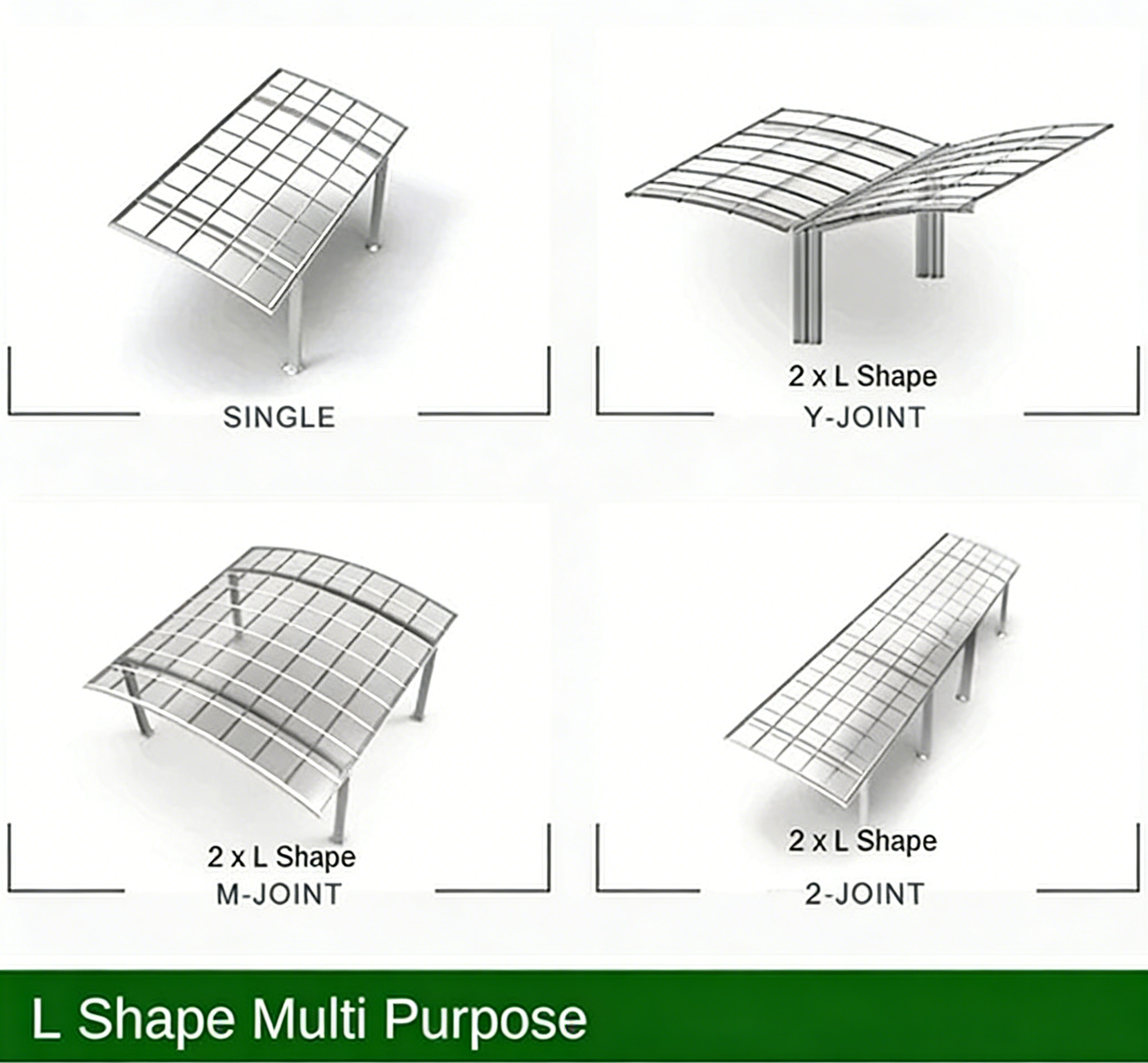 M Shape Double Carport Kit - WHITE